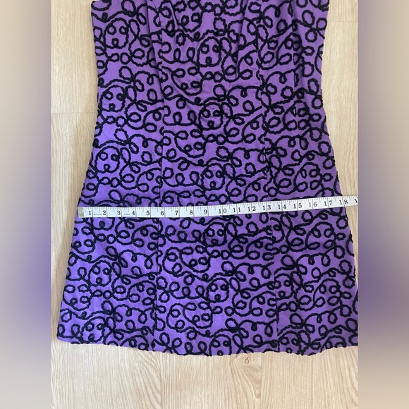 Y2K Betsey Johnson Mini Dress Purple Velvet Swirl Pattern Small - Picture 9 of 14